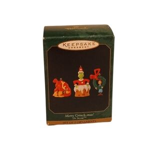 VTG 1999 Hallmark Keepsake Merry Grinch-mas! Dr. Seuss Set of 3 Ornaments1"-1.2"